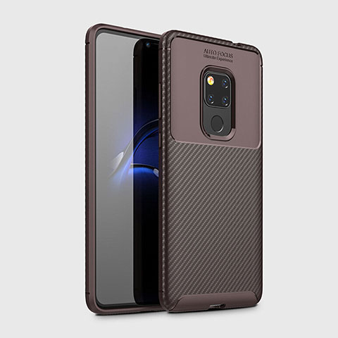 Custodia Silicone Cover Morbida Spigato Y02 per Huawei Mate 20 X 5G Marrone