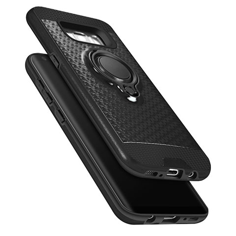 Custodia Silicone e Plastica Opaca con Anello Supporto per Samsung Galaxy S8 Plus Nero