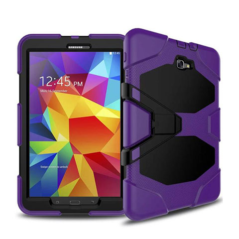 Custodia Silicone e Plastica Opaca con Supporto per Samsung Galaxy Tab A6 10.1 SM-T580 SM-T585 Viola