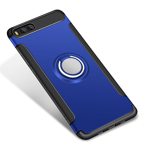 Custodia Silicone e Plastica Opaca Cover con Anello Supporto per Xiaomi Mi 6 Blu