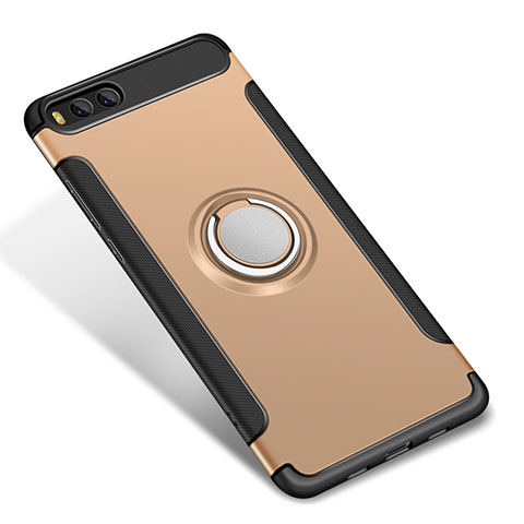 Custodia Silicone e Plastica Opaca Cover con Anello Supporto per Xiaomi Mi 6 Oro