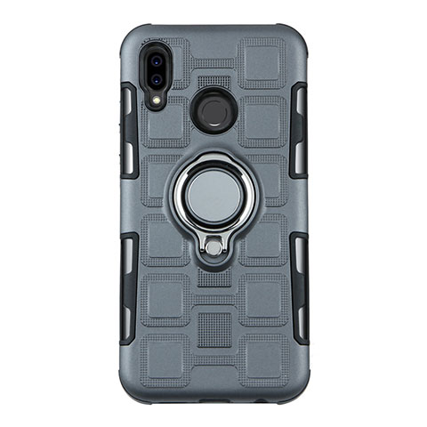 Custodia Silicone e Plastica Opaca Cover con Anello Supporto S01 per Huawei P20 Lite Grigio