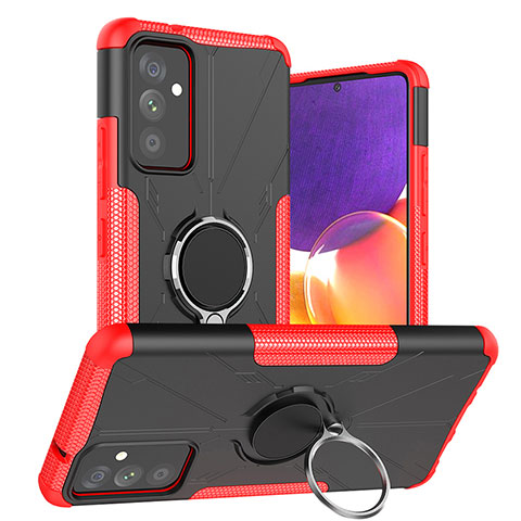 Custodia Silicone e Plastica Opaca Cover con Magnetico Anello Supporto J01X per Samsung Galaxy A24 4G Rosso