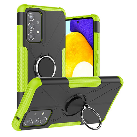 Custodia Silicone e Plastica Opaca Cover con Magnetico Anello Supporto J01X per Samsung Galaxy A52 4G Verde