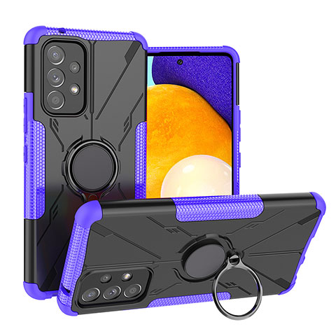 Custodia Silicone e Plastica Opaca Cover con Magnetico Anello Supporto J01X per Samsung Galaxy A53 5G Viola