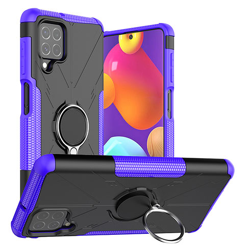 Custodia Silicone e Plastica Opaca Cover con Magnetico Anello Supporto J01X per Samsung Galaxy M62 4G Viola