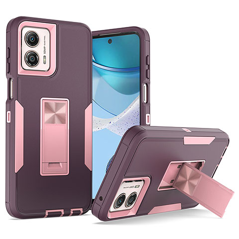 Custodia Silicone e Plastica Opaca Cover con Magnetico Anello Supporto J03S per Motorola Moto G 5G (2023) Viola