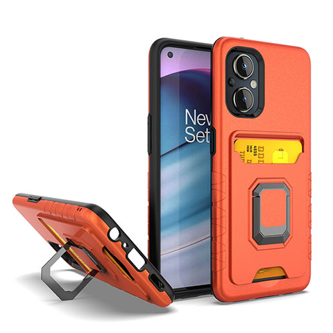 Custodia Silicone e Plastica Opaca Cover con Magnetico Anello Supporto J03S per Oppo Reno7 Lite 5G Arancione