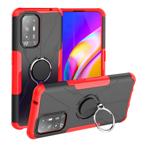 Custodia Silicone e Plastica Opaca Cover con Magnetico Anello Supporto JX1 per Oppo A95 5G Rosso