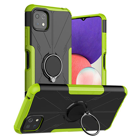 Custodia Silicone e Plastica Opaca Cover con Magnetico Anello Supporto JX1 per Samsung Galaxy A22 5G Verde