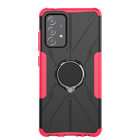 Custodia Silicone e Plastica Opaca Cover con Magnetico Anello Supporto JX1 per Samsung Galaxy A52 5G Rosa Caldo