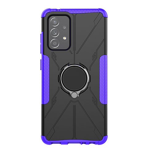 Custodia Silicone e Plastica Opaca Cover con Magnetico Anello Supporto JX1 per Samsung Galaxy A52 5G Viola