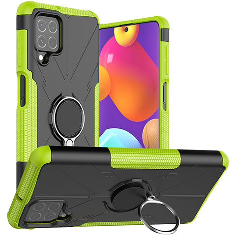 Custodia Silicone e Plastica Opaca Cover con Magnetico Anello Supporto JX1 per Samsung Galaxy F62 5G Verde