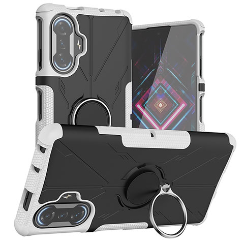 Custodia Silicone e Plastica Opaca Cover con Magnetico Anello Supporto JX1 per Xiaomi Poco F3 GT 5G Argento