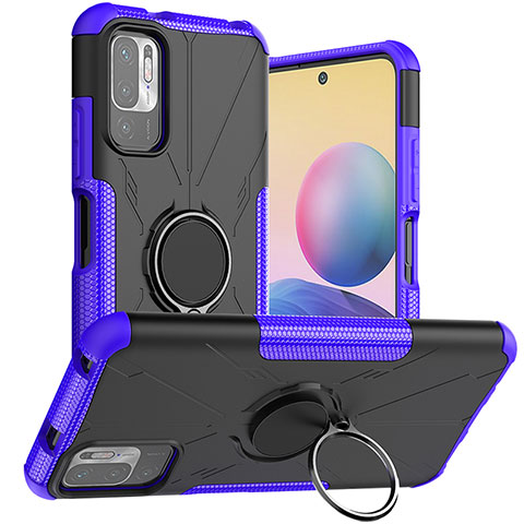 Custodia Silicone e Plastica Opaca Cover con Magnetico Anello Supporto JX1 per Xiaomi POCO M3 Pro 5G Viola