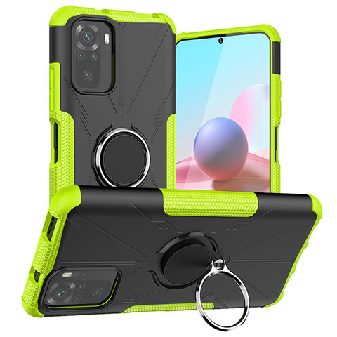 Custodia Silicone e Plastica Opaca Cover con Magnetico Anello Supporto JX1 per Xiaomi Poco M5S Verde