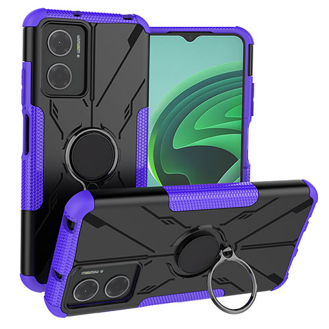 Custodia Silicone e Plastica Opaca Cover con Magnetico Anello Supporto JX1 per Xiaomi Redmi 10 5G Viola