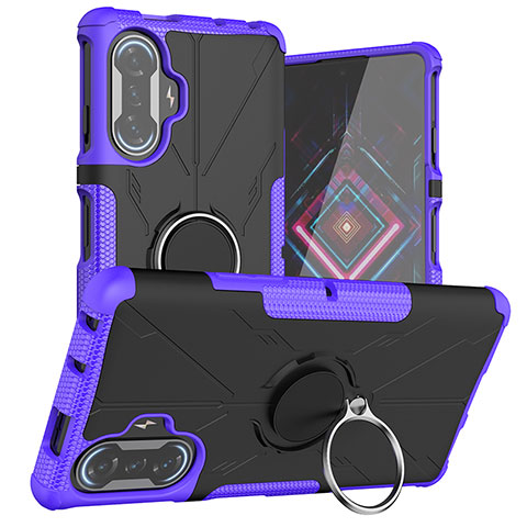 Custodia Silicone e Plastica Opaca Cover con Magnetico Anello Supporto JX1 per Xiaomi Redmi K40 Gaming 5G Viola