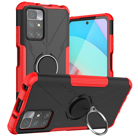 Custodia Silicone e Plastica Opaca Cover con Magnetico Anello Supporto JX1 per Xiaomi Redmi Note 11 4G (2021) Rosso