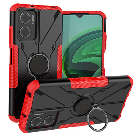 Custodia Silicone e Plastica Opaca Cover con Magnetico Anello Supporto JX1 per Xiaomi Redmi Note 11E 5G Rosso