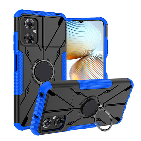 Custodia Silicone e Plastica Opaca Cover con Magnetico Anello Supporto JX1 per Xiaomi Redmi Note 11R 5G Blu