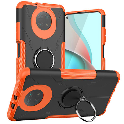 Custodia Silicone e Plastica Opaca Cover con Magnetico Anello Supporto JX1 per Xiaomi Redmi Note 9 5G Arancione