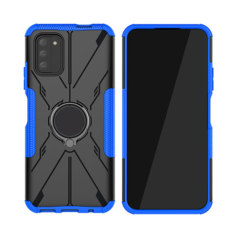 Custodia Silicone e Plastica Opaca Cover con Magnetico Anello Supporto JX2 per Nokia G100 Blu