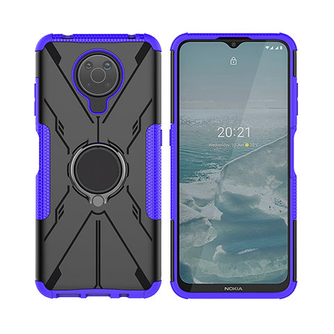 Custodia Silicone e Plastica Opaca Cover con Magnetico Anello Supporto JX2 per Nokia G20 Viola