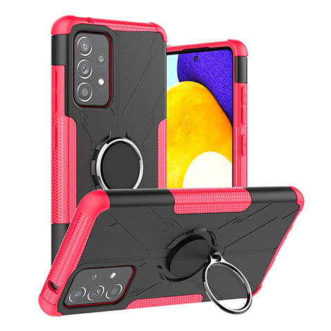 Custodia Silicone e Plastica Opaca Cover con Magnetico Anello Supporto JX2 per Samsung Galaxy A52 4G Rosa Caldo