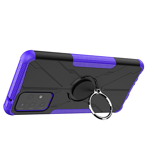 Custodia Silicone e Plastica Opaca Cover con Magnetico Anello Supporto JX2 per Samsung Galaxy A72 4G Viola