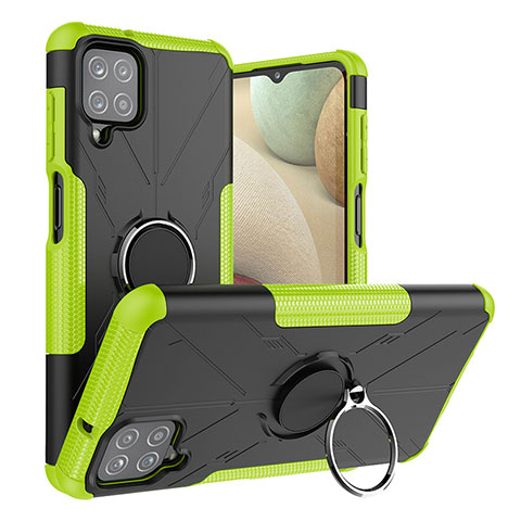 Custodia Silicone e Plastica Opaca Cover con Magnetico Anello Supporto JX2 per Samsung Galaxy M12 Verde