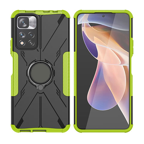 Custodia Silicone e Plastica Opaca Cover con Magnetico Anello Supporto JX2 per Xiaomi Mi 11i 5G (2022) Verde