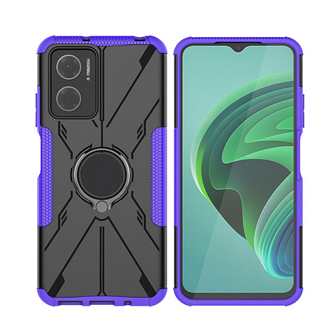 Custodia Silicone e Plastica Opaca Cover con Magnetico Anello Supporto JX2 per Xiaomi Redmi 10 Prime Plus 5G Viola