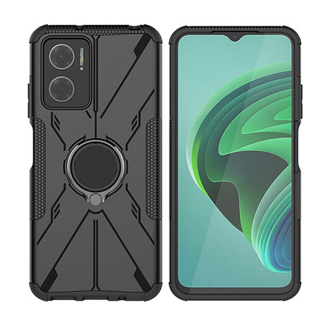 Custodia Silicone e Plastica Opaca Cover con Magnetico Anello Supporto JX2 per Xiaomi Redmi 11 Prime 5G Nero