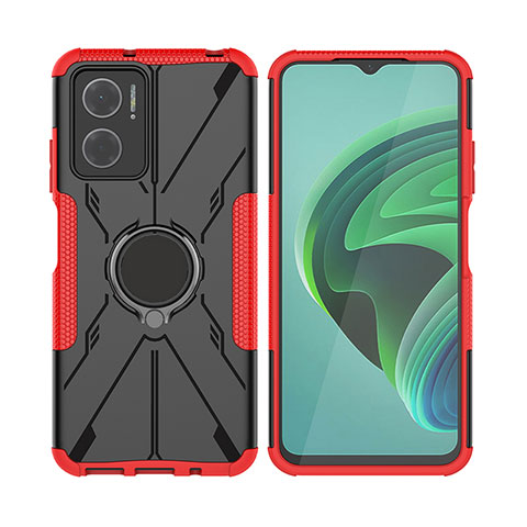 Custodia Silicone e Plastica Opaca Cover con Magnetico Anello Supporto JX2 per Xiaomi Redmi Note 11E 5G Rosso
