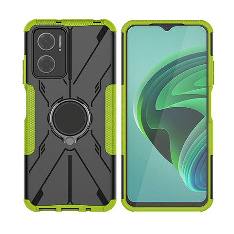 Custodia Silicone e Plastica Opaca Cover con Magnetico Anello Supporto JX2 per Xiaomi Redmi Note 11E 5G Verde