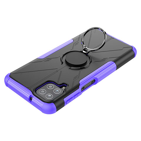 Custodia Silicone e Plastica Opaca Cover con Magnetico Anello Supporto JX3 per Samsung Galaxy A12 5G Viola