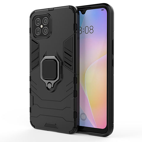 Custodia Silicone e Plastica Opaca Cover con Magnetico Anello Supporto KC1 per Huawei Nova 8 SE 4G Nero