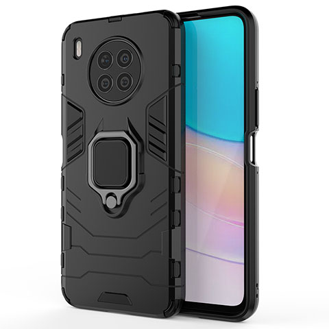 Custodia Silicone e Plastica Opaca Cover con Magnetico Anello Supporto KC1 per Huawei Nova 8i Nero