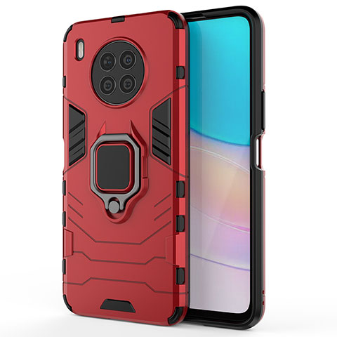 Custodia Silicone e Plastica Opaca Cover con Magnetico Anello Supporto KC1 per Huawei Nova 8i Rosso