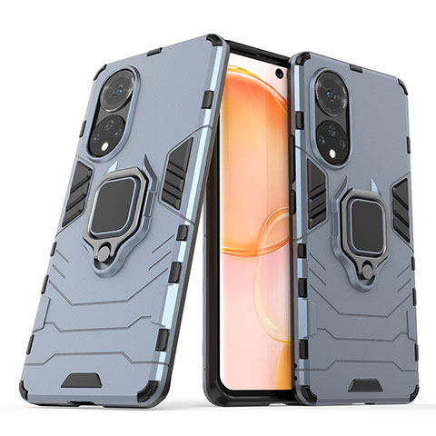 Custodia Silicone e Plastica Opaca Cover con Magnetico Anello Supporto KC1 per Huawei Nova 9 Blu