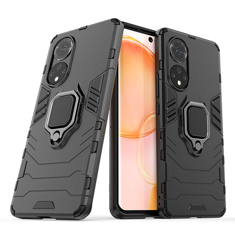 Custodia Silicone e Plastica Opaca Cover con Magnetico Anello Supporto KC1 per Huawei Nova 9 Nero