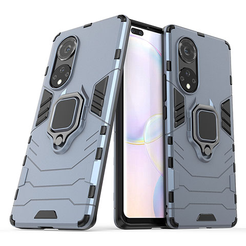 Custodia Silicone e Plastica Opaca Cover con Magnetico Anello Supporto KC1 per Huawei Nova 9 Pro Blu