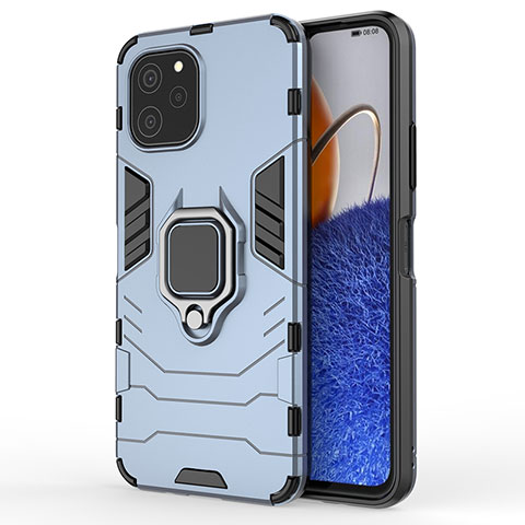 Custodia Silicone e Plastica Opaca Cover con Magnetico Anello Supporto KC1 per Huawei Nova Y61 Blu