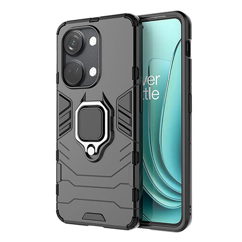 Custodia Silicone e Plastica Opaca Cover con Magnetico Anello Supporto KC1 per OnePlus Ace 2V 5G Nero