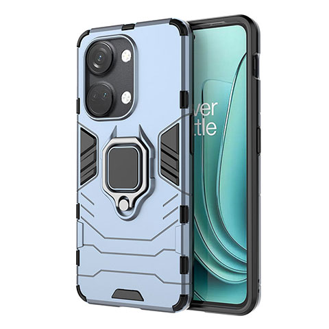 Custodia Silicone e Plastica Opaca Cover con Magnetico Anello Supporto KC1 per OnePlus Nord 3 5G Blu