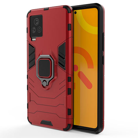 Custodia Silicone e Plastica Opaca Cover con Magnetico Anello Supporto KC1 per Vivo iQOO 7 Legend 5G Rosso