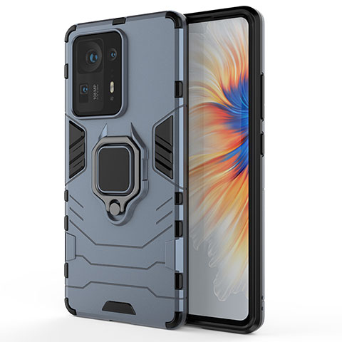 Custodia Silicone e Plastica Opaca Cover con Magnetico Anello Supporto KC1 per Xiaomi Mi Mix 4 5G Blu