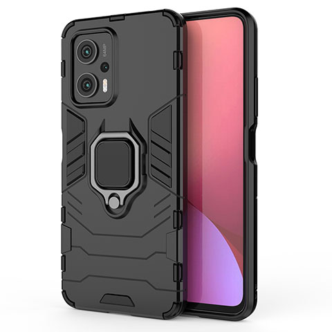 Custodia Silicone e Plastica Opaca Cover con Magnetico Anello Supporto KC1 per Xiaomi Poco X4 GT 5G Nero