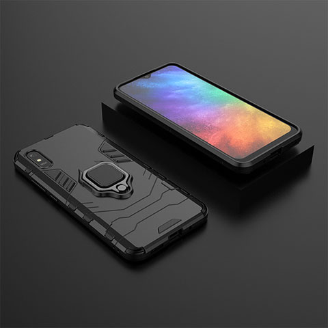 Custodia Silicone e Plastica Opaca Cover con Magnetico Anello Supporto KC1 per Xiaomi Redmi 9i Nero